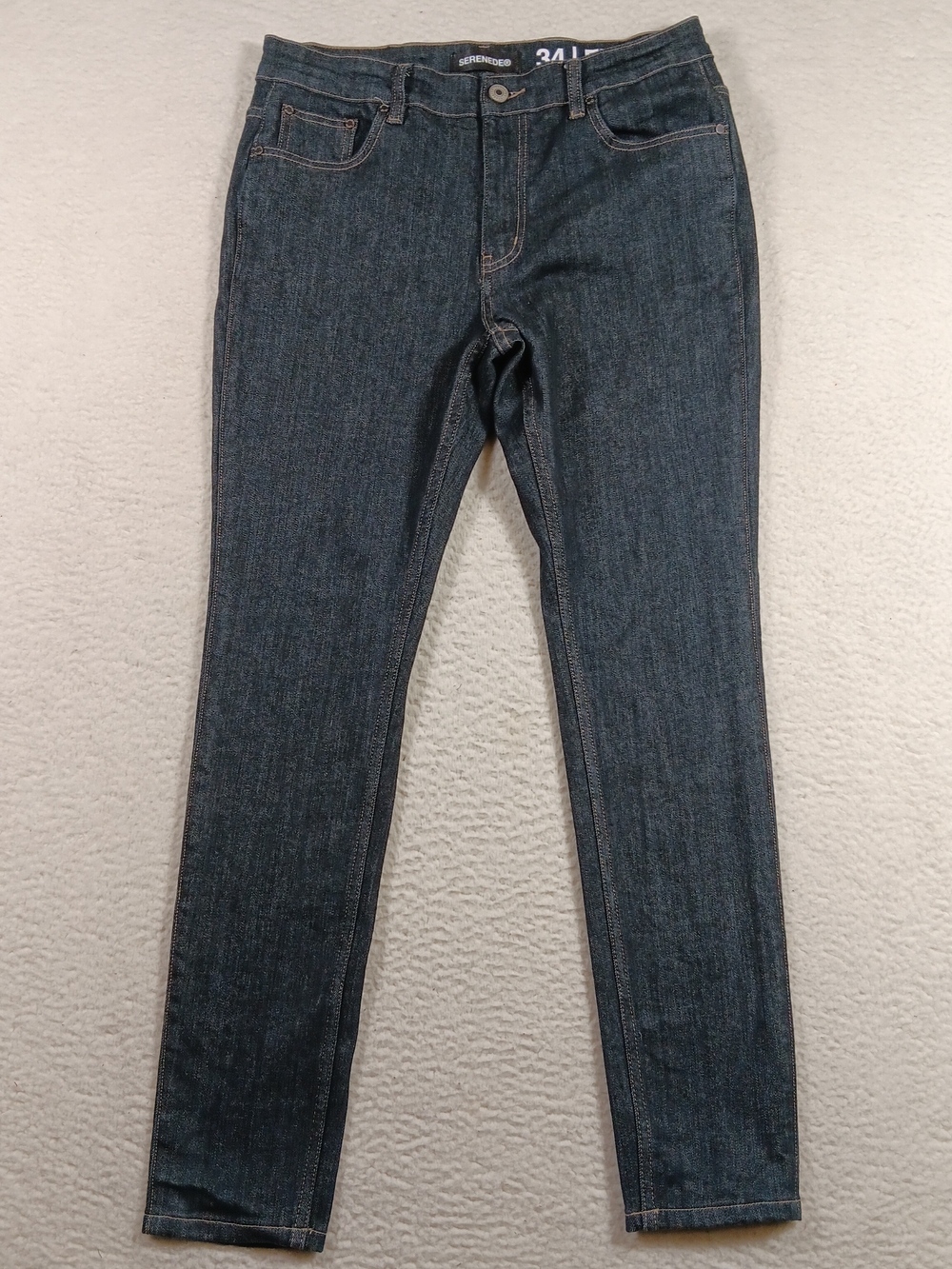 Serenade Jeans Mens 34x32 Blue Fitted Denim Straight Leg Dark Wash Streetwear